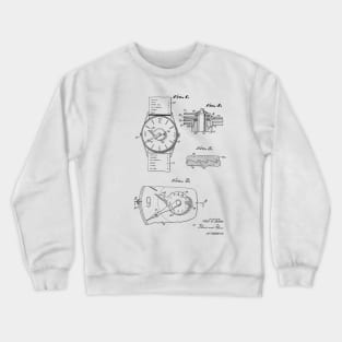 Push Button Time Zone Watch Vintage Patent Hand Drawing Crewneck Sweatshirt